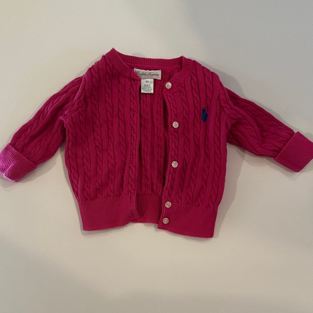 Ralph Lauren Fuchsia Cable Knit Sweater for Kids